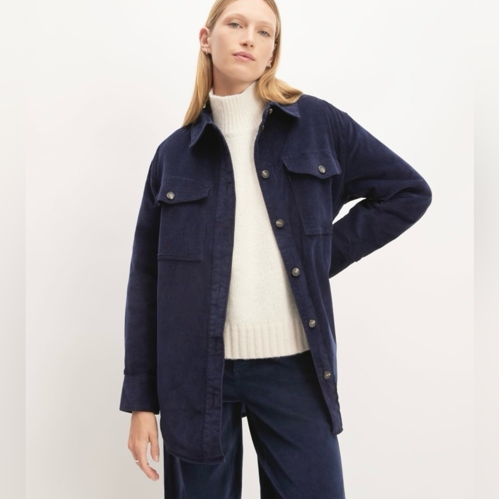 Everlane The Corduroy Oversized Shirt Jacket Navy Blue NWT